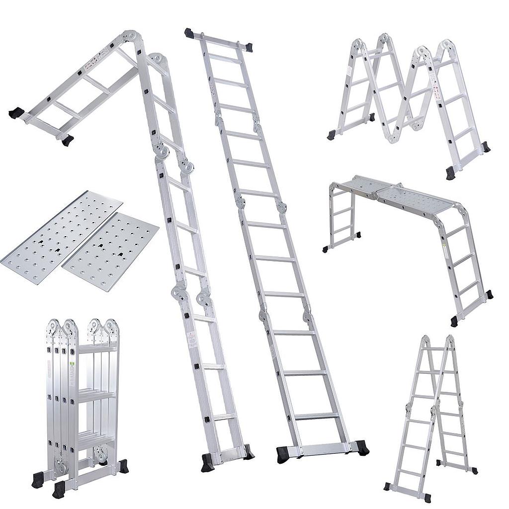 Alum Folding Ladder 4.7m c/w plate Easy Care Hardware